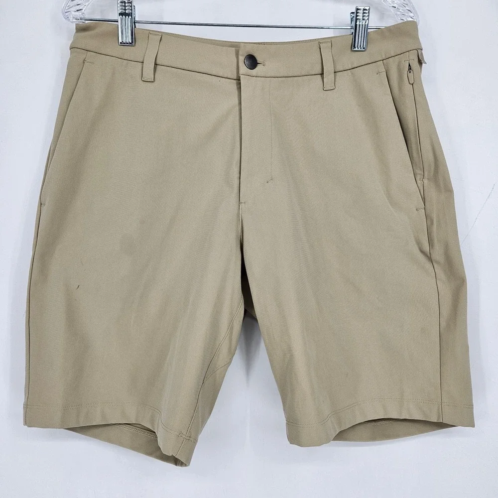Lululemon Commission Shorts Mens 32 Tan Activewear Athleisure Chino FLAWS
